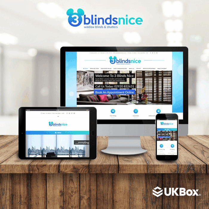 A responsive WordPress website built by UKBox, shown on desktop, tablet and mobile